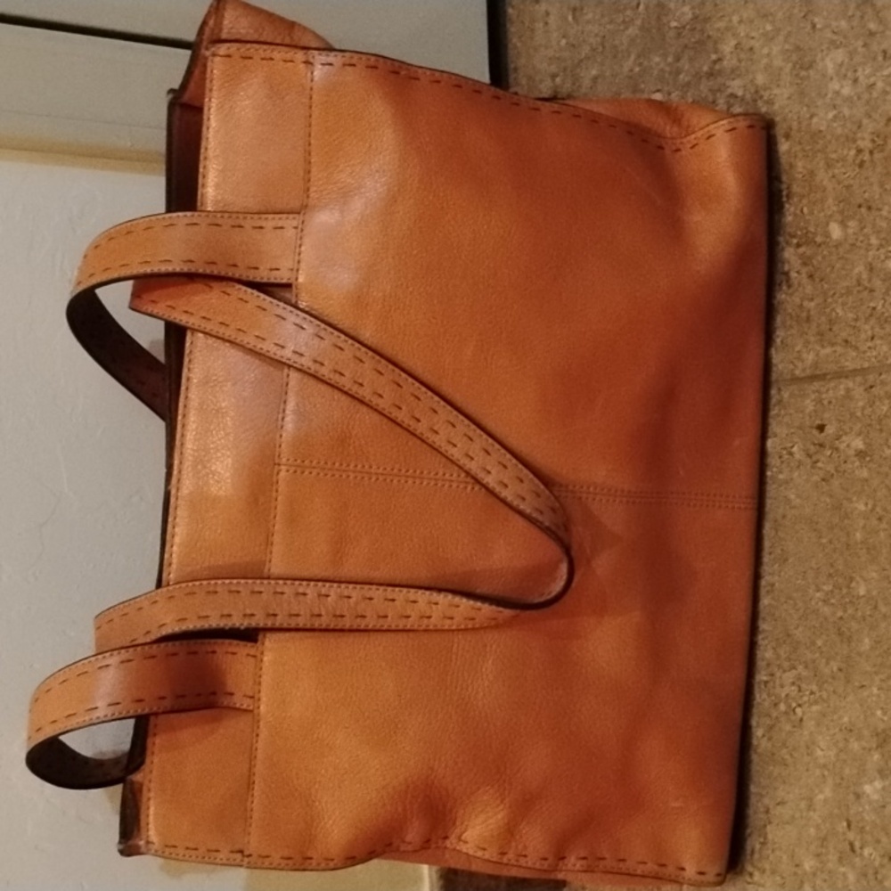 Fossil Brown Leather Tote Bag